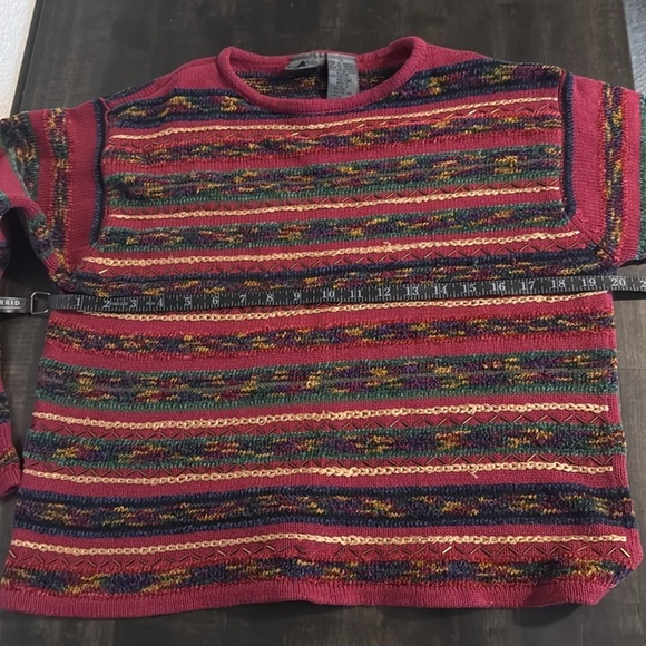 Liz Wear Vintage 90s 3-D Knit Chenille Beaded Sweater Size Medium - Picture 5 of 8